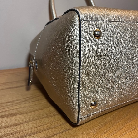 Michael Kors Gold Leather Cindy Dome Satchel - Picture 6 of 13